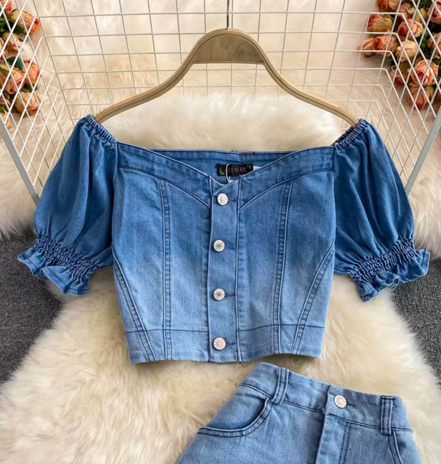 NEW AUTUMN OUTFIT DENIM JACKET WOMENS TWO PIECE SET HIGH WAIST MID-LENGTH SPLIT SKIRT LADIES DENIM Set