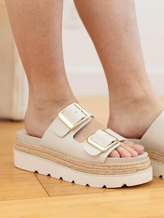 Comfortable Raffia Platform Wedges Sandals