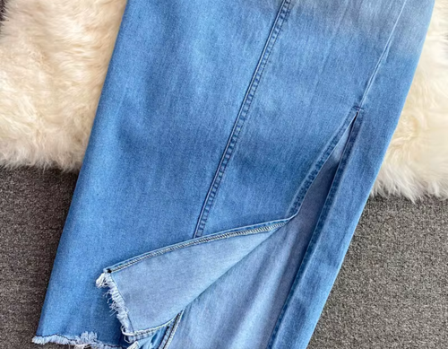 NEW AUTUMN OUTFIT DENIM JACKET WOMENS TWO PIECE SET HIGH WAIST MID-LENGTH SPLIT SKIRT LADIES DENIM Set